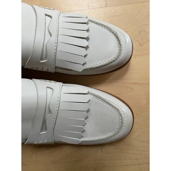 LA Canadienne "Richie" Ivory Loafer slip on sz 36.5 Ladies NEW fringe - Picture 4 of 8